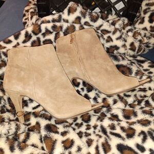 Coach Beige Suede Ankle Booties